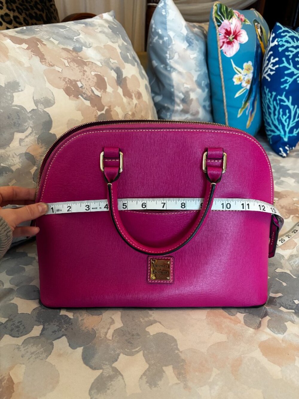 Dooney & Bourke Fuchsia Saffiano Leather Carter Satchel Domed Bag - Picture 10 of 10